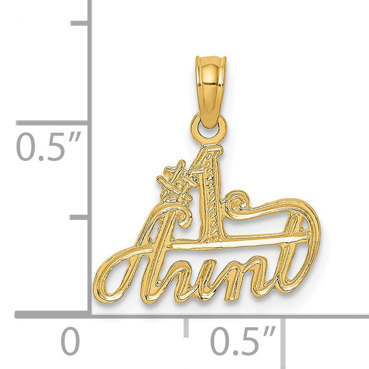 Lovely Rita's Pendants & Charms 14K Yellow Gold Flat Back Textured Polished Finish #1 AUNT Charm Pendant