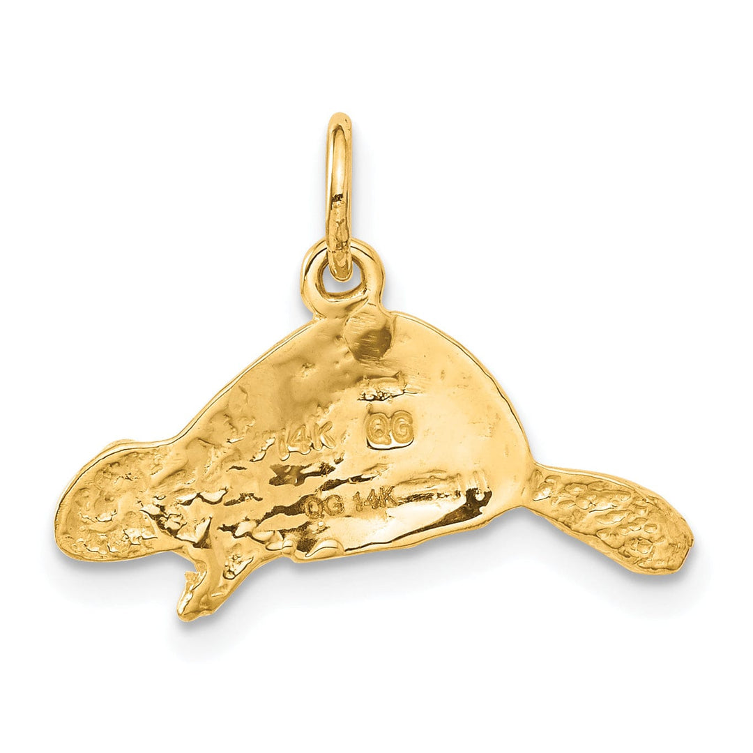 Lovely Rita's Pendants & Charms 14k Yellow Gold Flat Back Textured Polished Finish Beaver Charm Pendant