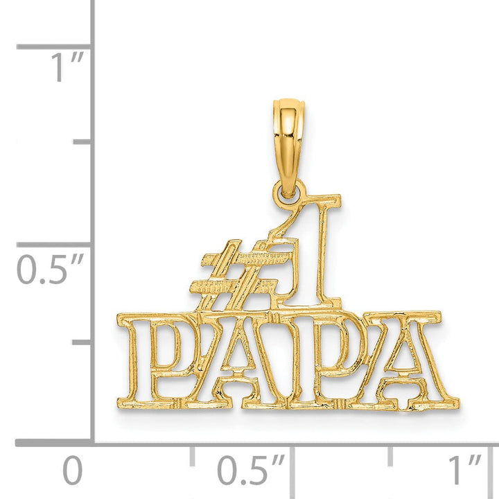 Lovely Rita's Pendants & Charms 14K Yellow Gold Flat Back Textured Polished Finish Script #1 PAPA Cut Out Design Charm Pendant
