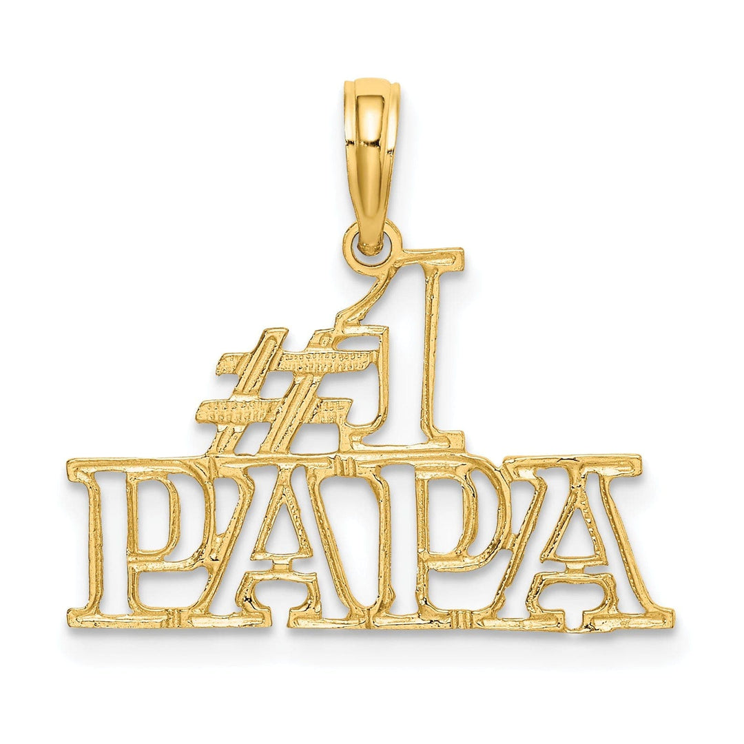 Lovely Rita's Pendants & Charms 14K Yellow Gold Flat Back Textured Polished Finish Script #1 PAPA Cut Out Design Charm Pendant