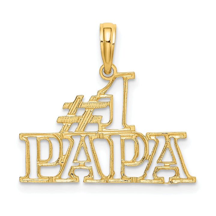 Lovely Rita's Pendants & Charms 14K Yellow Gold Flat Back Textured Polished Finish Script #1 PAPA Cut Out Design Charm Pendant