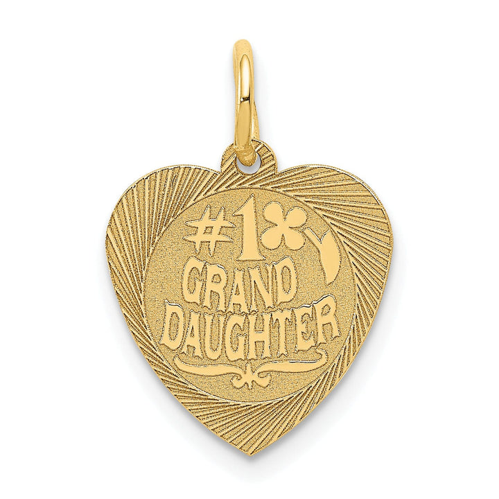 Lovely Rita's Pendants & Charms 14k Yellow Gold Flat Back Textured Satin Polished Finish #1 GRANDDAUGHTER In Heart Shape Design Charm Pendant