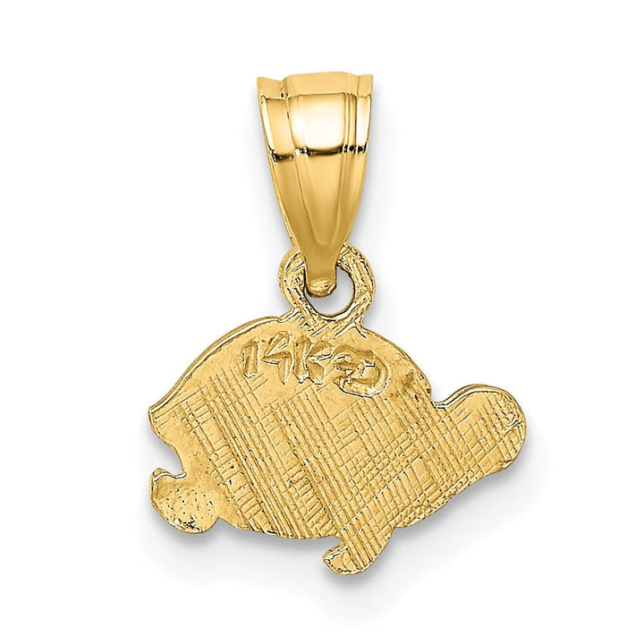 Lovely Rita's Pendants & Charms 14k Yellow Gold Flat Back Textuted and Polished Finish Solid Casted Engraved Mini Turtle Charm Pendant