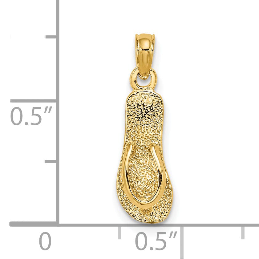Lovely Rita's Pendants & Charms 14K Yellow Gold Flat BackPolished Finish 3-Dimensional with Strap Flip-Flop Sandle Charm Pendant