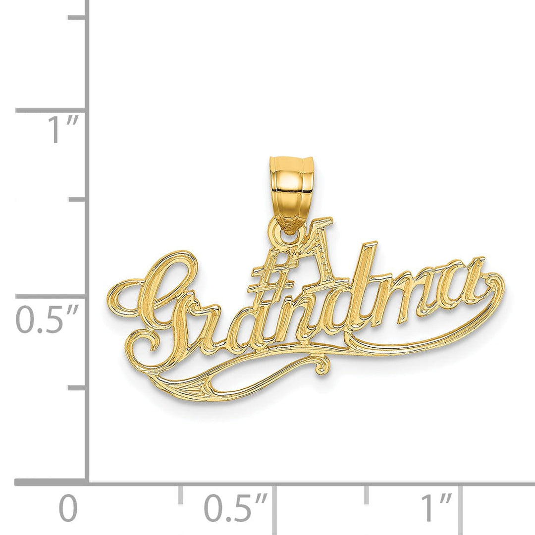 Lovely Rita's Pendants & Charms 14k Yellow Gold Flat BackPolished Textured Finish #1 GRANDMA Script Design Charm Pendant