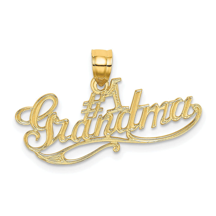 Lovely Rita's Pendants & Charms 14k Yellow Gold Flat BackPolished Textured Finish #1 GRANDMA Script Design Charm Pendant