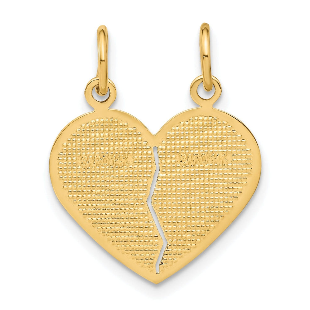 Lovely Rita's Pendants & Charms 14k Yellow Gold Flat BackTextured Polished Finish Break-A-Part DAUGHTER-MOM Heart Shape Design Charm Pendant