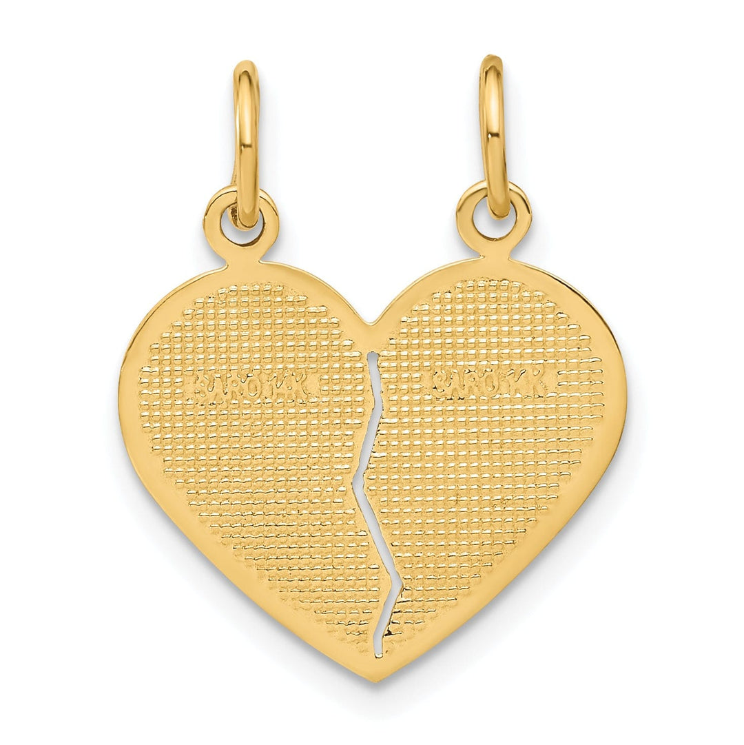Lovely Rita's Pendants & Charms 14k Yellow Gold Flat BackTextured Polished Finish Break-A-Part DAUGHTER-MOM Heart Shape Design Charm Pendant