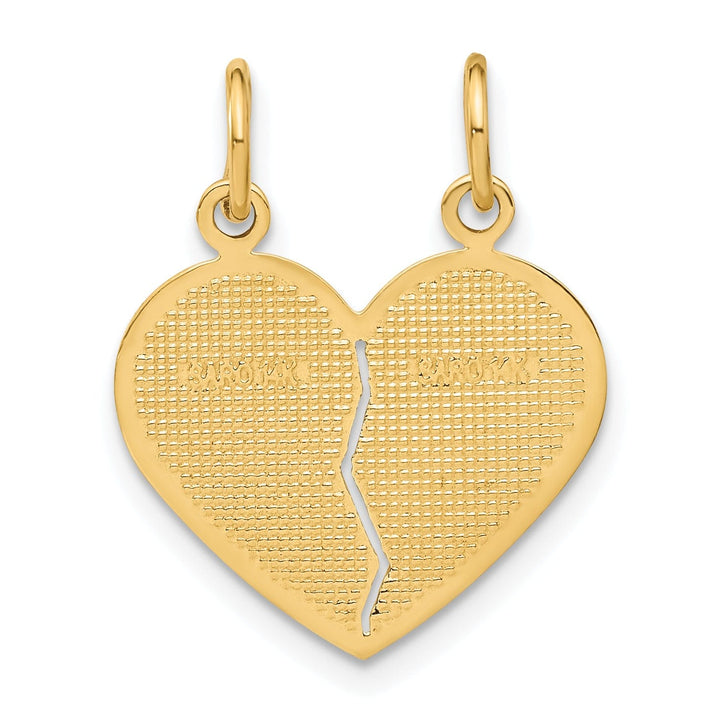 Lovely Rita's Pendants & Charms 14k Yellow Gold Flat BackTextured Polished Finish Break-A-Part DAUGHTER-MOM Heart Shape Design Charm Pendant