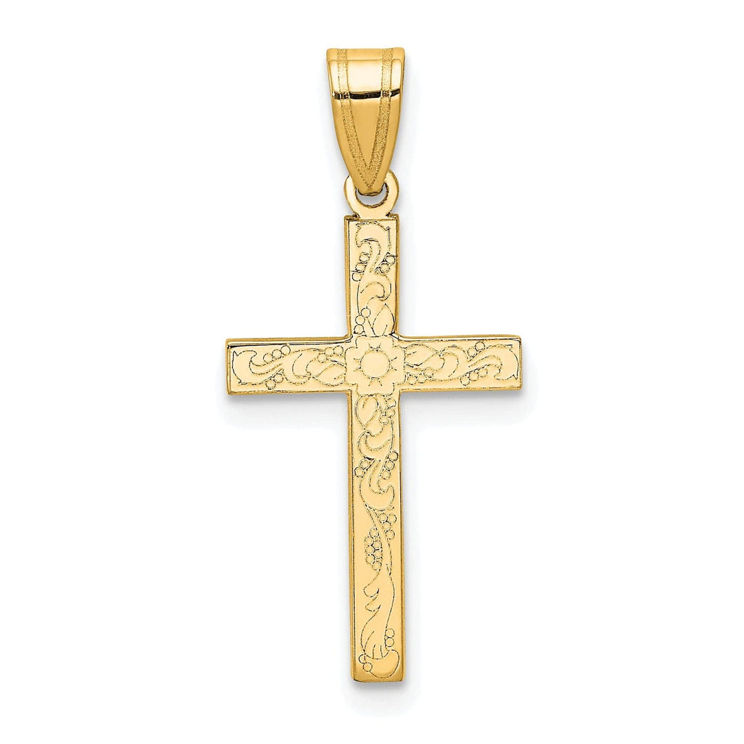 Lovely Rita's Pendants & Charms 14k Yellow Gold Floral Cross Pendant