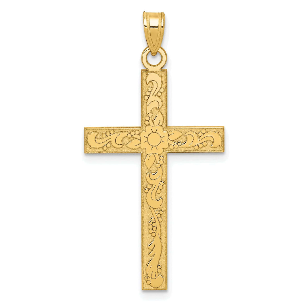 Lovely Rita's Pendants & Charms 14k Yellow Gold Floral Cross Pendant