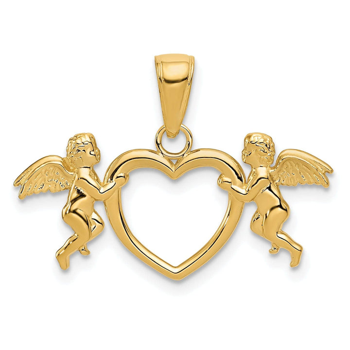 Lovely Rita's Pendants & Charms 14k Yellow Gold Flying Cherubs Heart Pendant