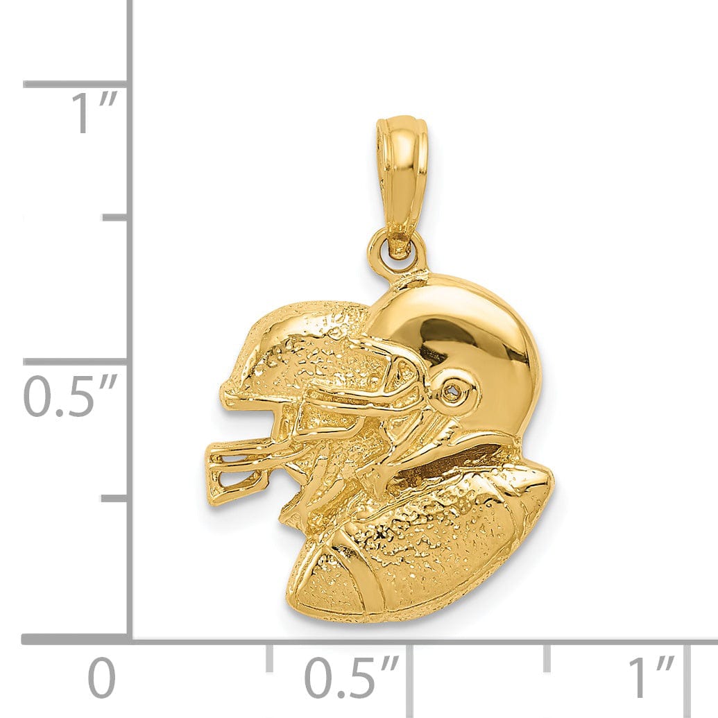 Lovely Rita's Pendants & Charms 14k Yellow Gold Football Two Helmets Pendant