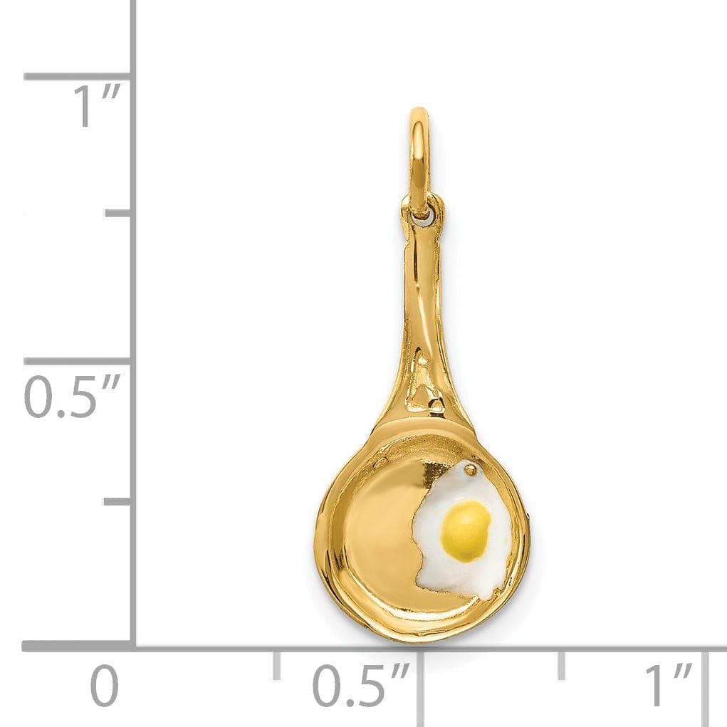 Lovely Rita's Pendants & Charms 14k Yellow Gold Frying Pan Enameled Egg Pendant