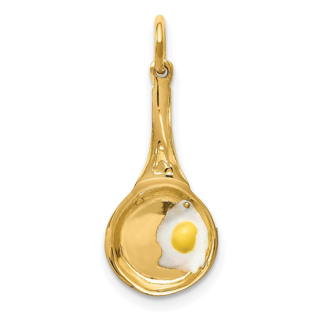 Lovely Rita's Pendants & Charms 14k Yellow Gold Frying Pan Enameled Egg Pendant