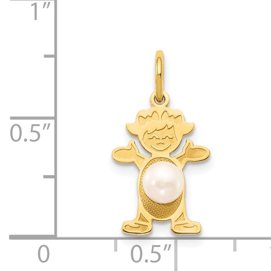 Lovely Rita's Pendants & Charms 14k Yellow Gold Girl Oval Cultured Pearl