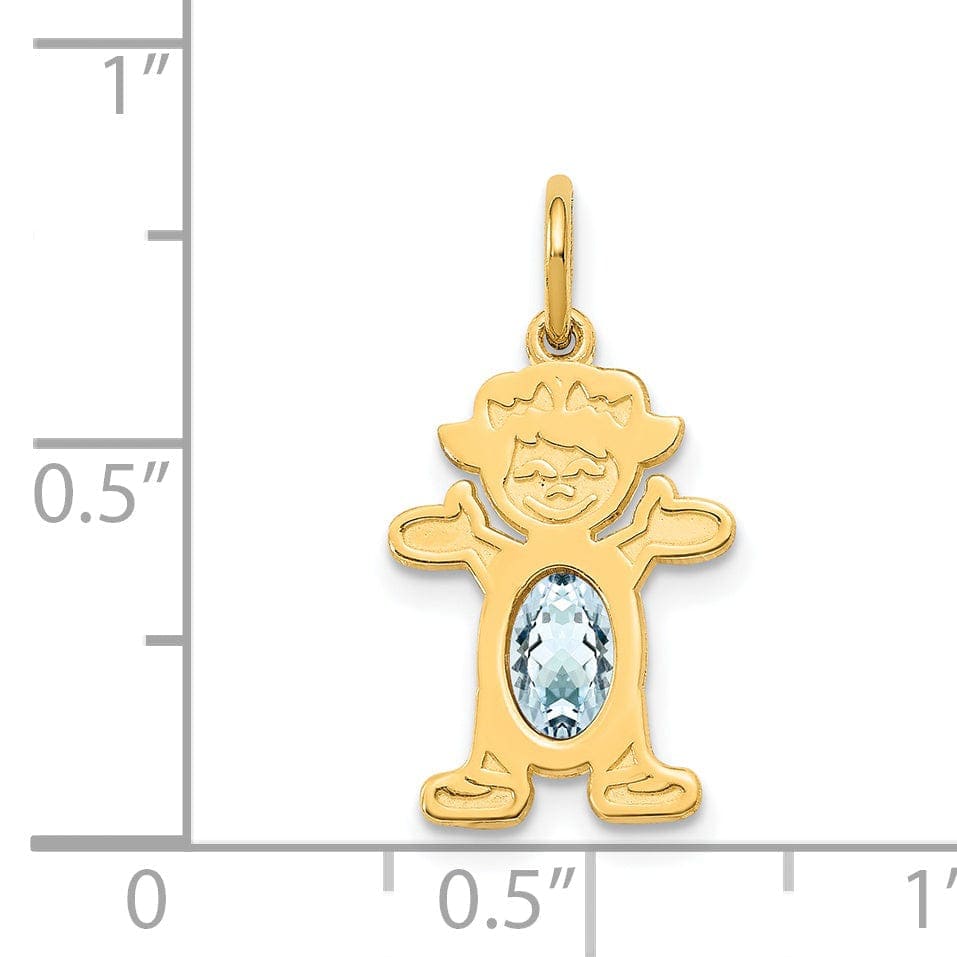 Lovely Rita's Pendants & Charms 14k Yellow Gold Girl Oval Genuine Aquamarine