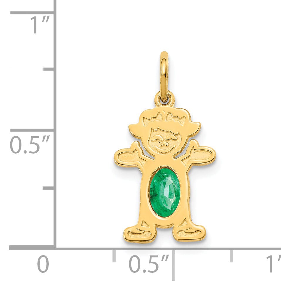 Lovely Rita's Pendants & Charms 14k Yellow Gold Girl Oval Genuine Emerald