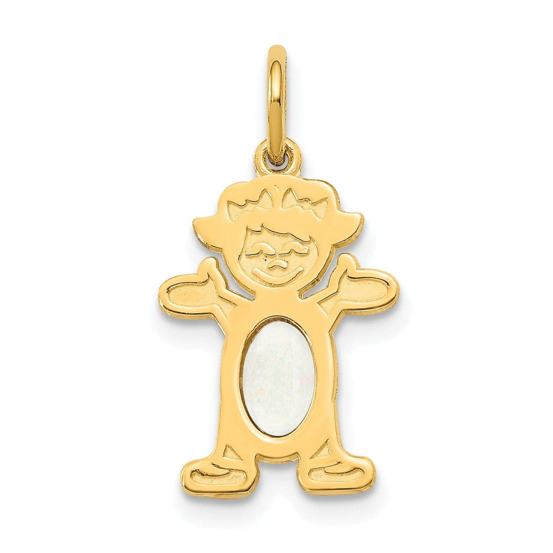 Lovely Rita's Pendants & Charms 14k Yellow Gold Girl Oval Genuine Opal