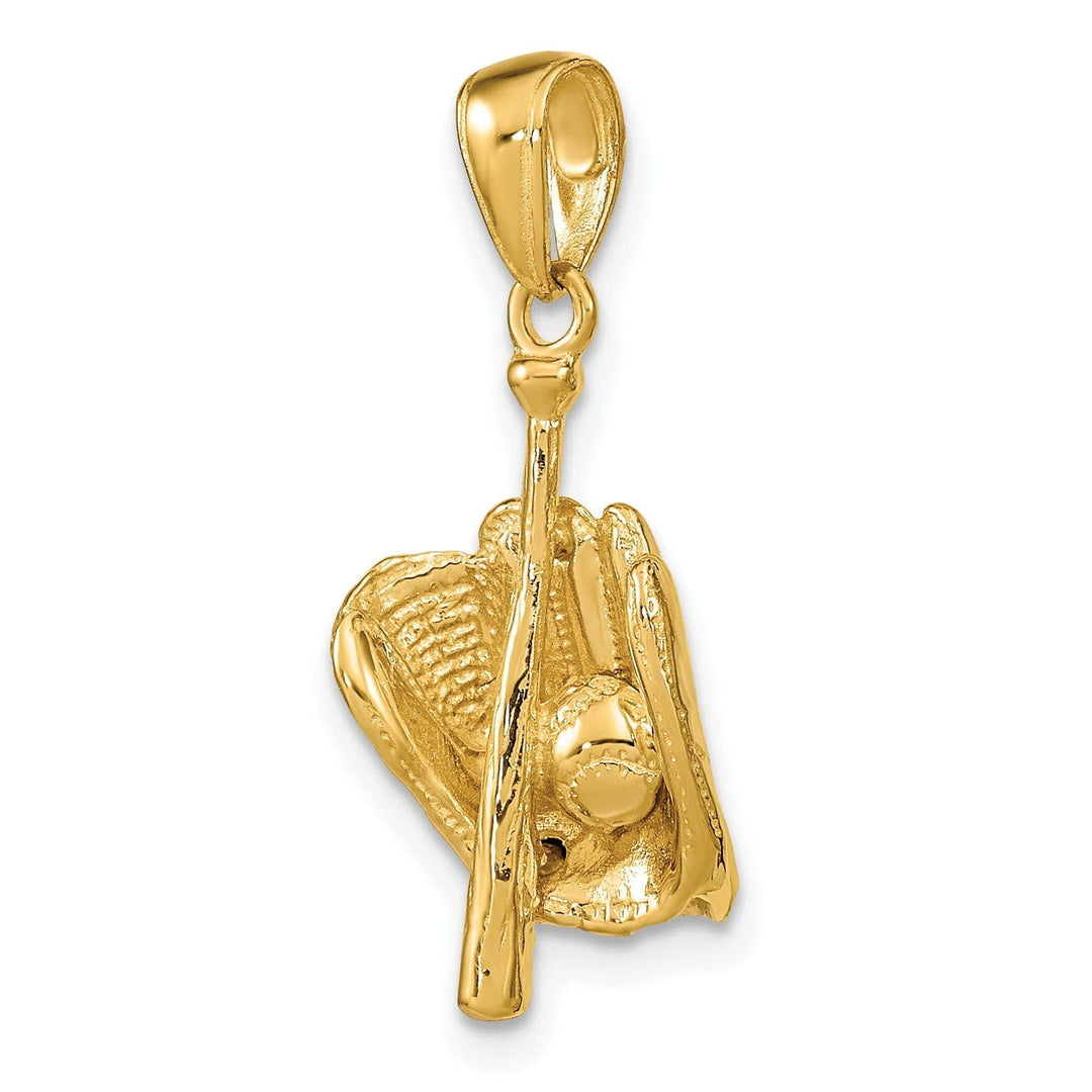Lovely Rita's Pendants & Charms 14k Yellow Gold Glove Bat Ball Baseball Charm