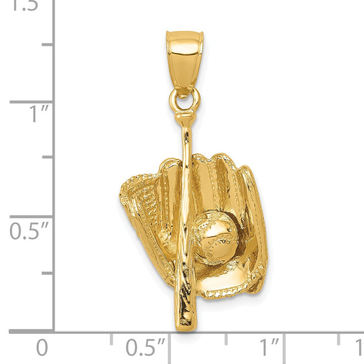 Lovely Rita's Pendants & Charms 14k Yellow Gold Glove Bat Ball Baseball Pendant