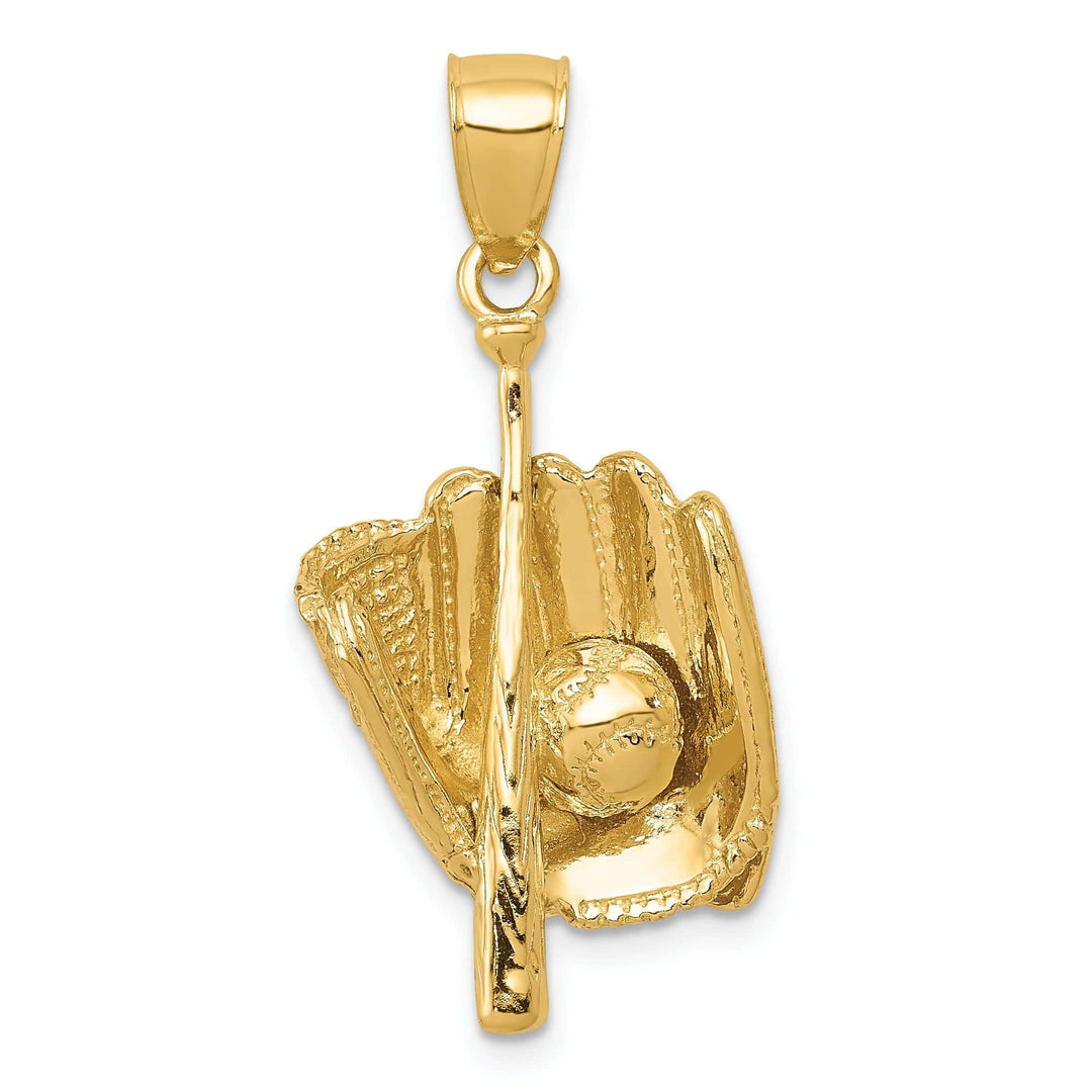 Lovely Rita's Pendants & Charms 14k Yellow Gold Glove Bat Ball Baseball Pendant