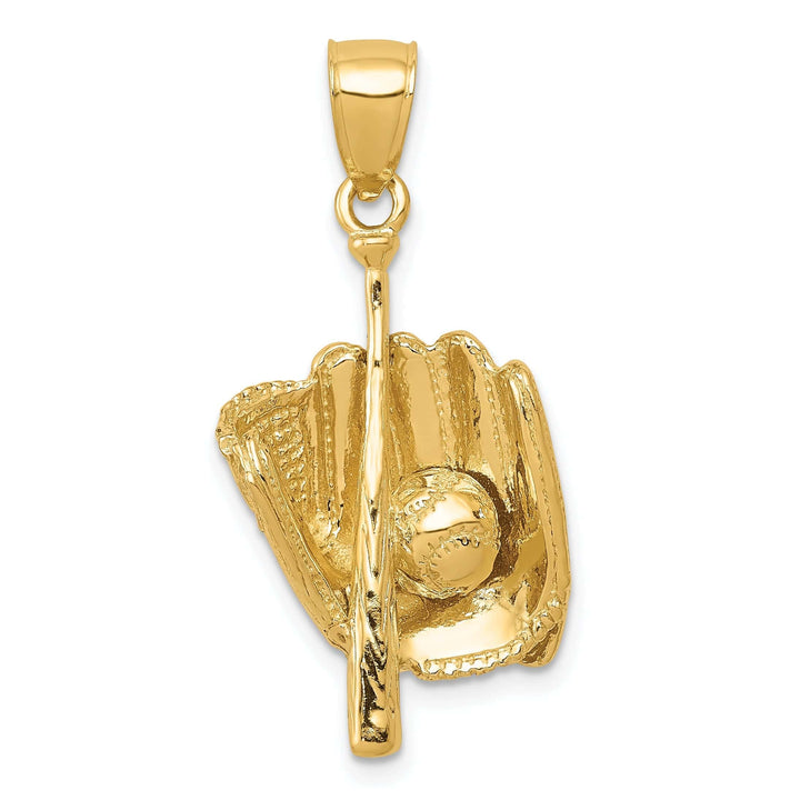 Lovely Rita's Pendants & Charms 14k Yellow Gold Glove Bat Ball Baseball Pendant