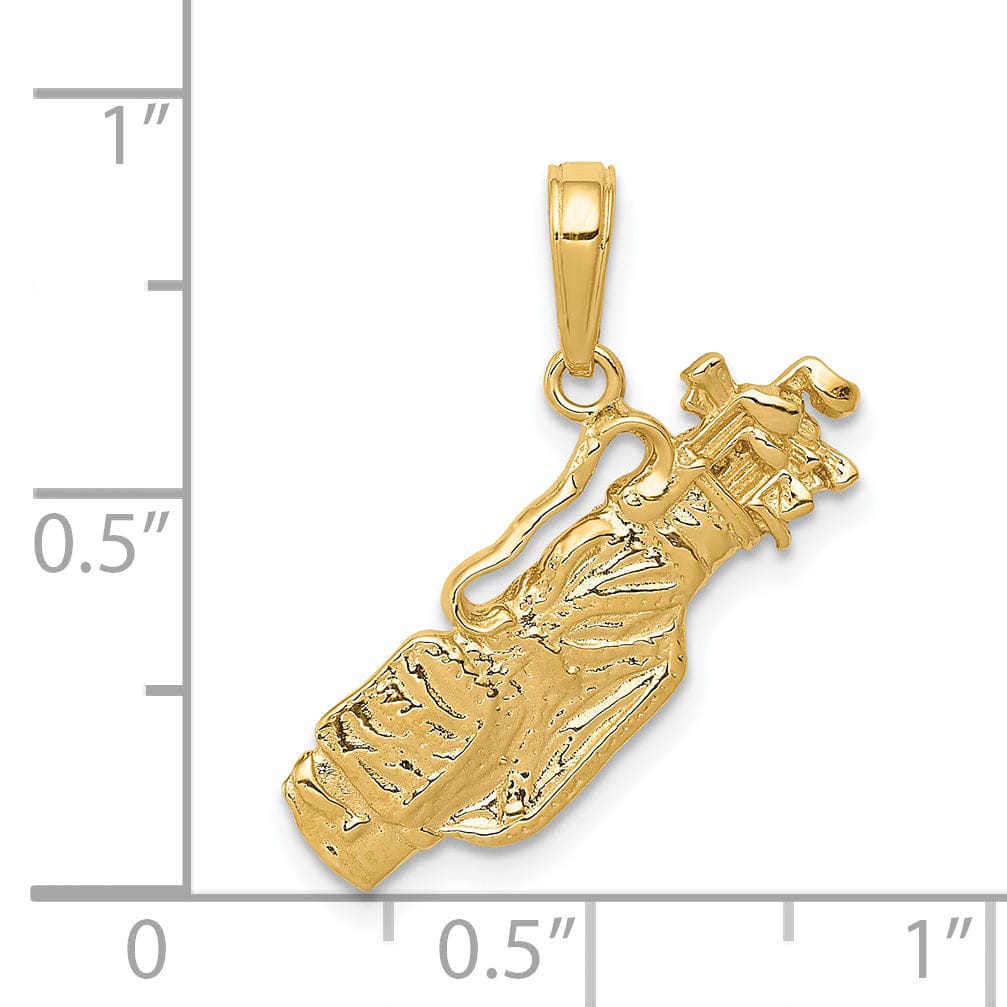 Lovely Rita's Pendants & Charms 14k Yellow Gold Golf Bag with Clubs Pendant