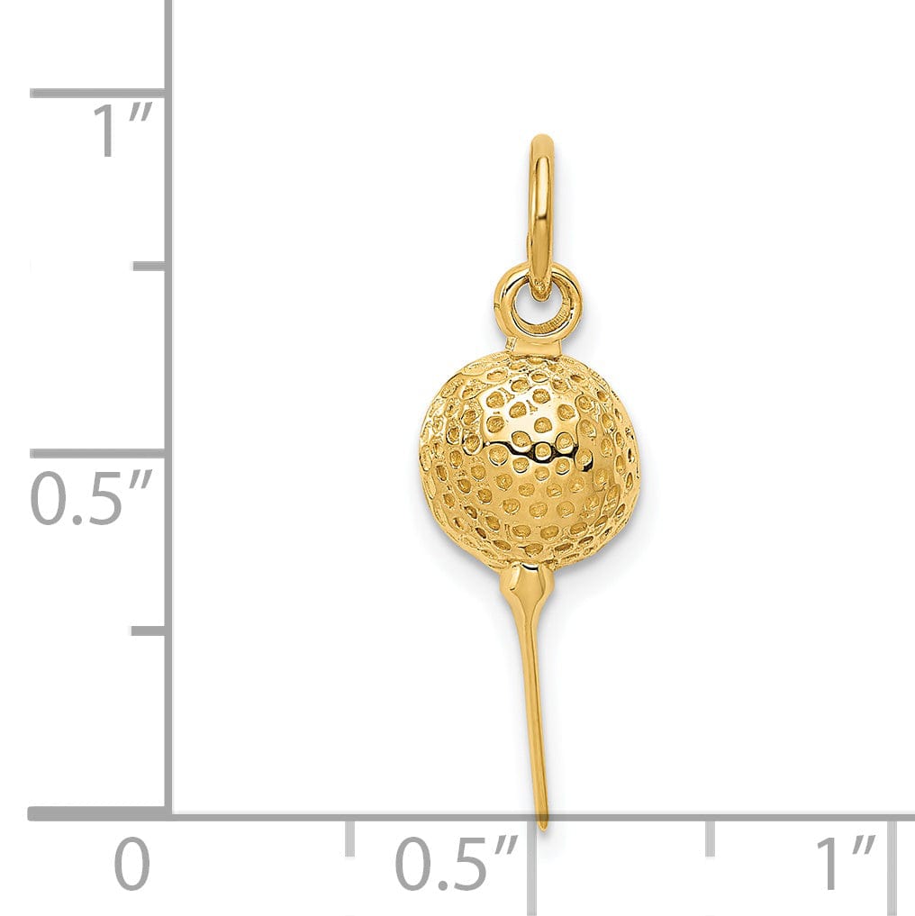 Lovely Rita's Pendants & Charms 14k Yellow Gold Golf Ball on Tee Charm Pendant