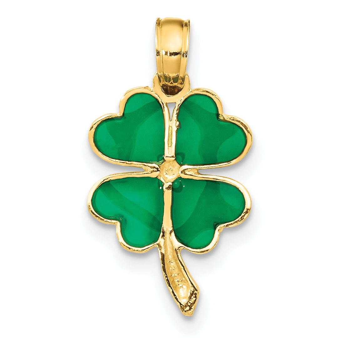 Lovely Rita's Pendants & Charms 14k Yellow Gold Green Enameled Finish 4-leaf Clover Pendant