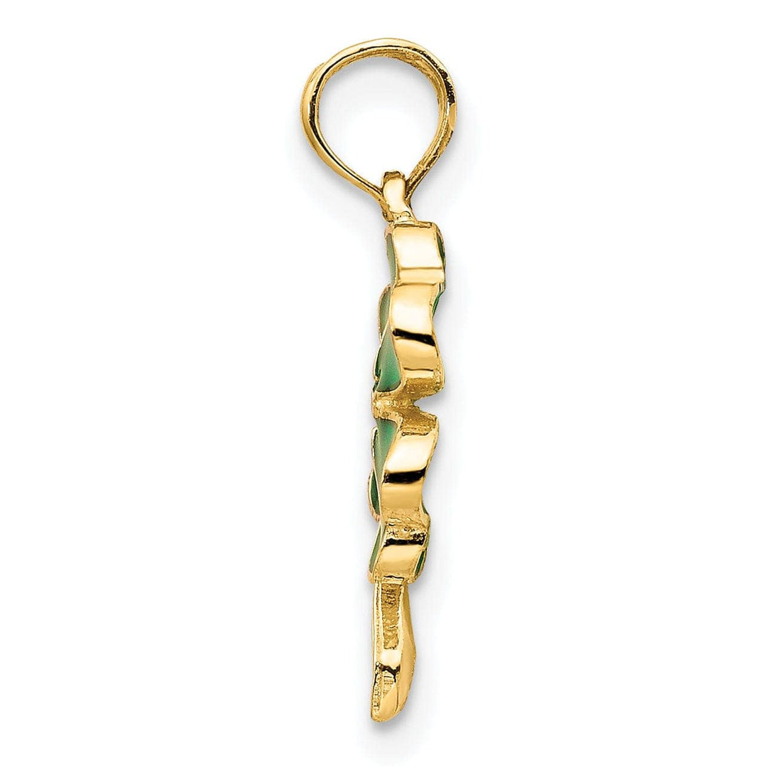 Lovely Rita's Pendants & Charms 14k Yellow Gold Green Enameled Finish 4-leaf Clover Pendant