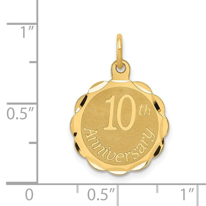 Lovely Rita's Pendants & Charms 14k Yellow Gold Happy 10th Anniversary Charm