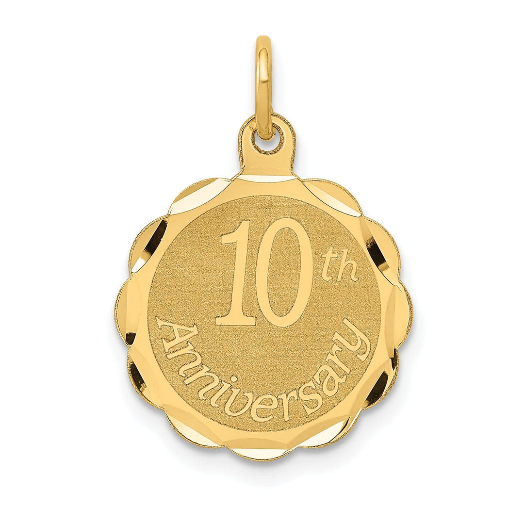Lovely Rita's Pendants & Charms 14k Yellow Gold Happy 10th Anniversary Charm