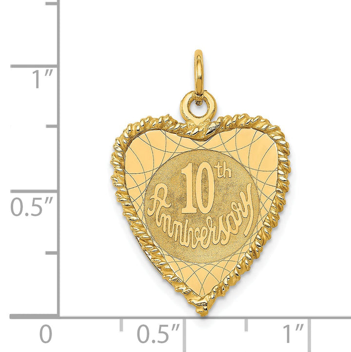 Lovely Rita's Pendants & Charms 14k Yellow Gold Happy 10th Anniversary Charm