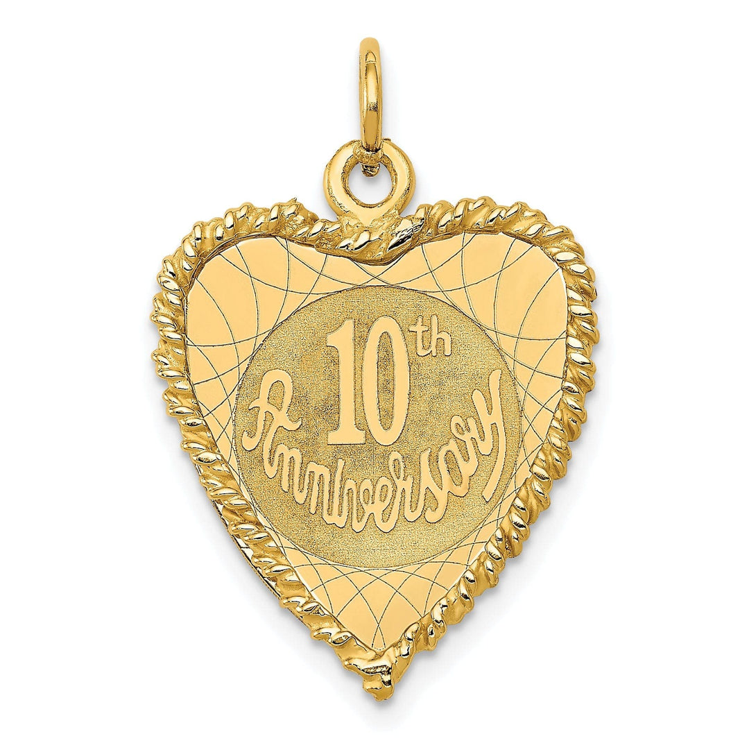 Lovely Rita's Pendants & Charms 14k Yellow Gold Happy 10th Anniversary Charm