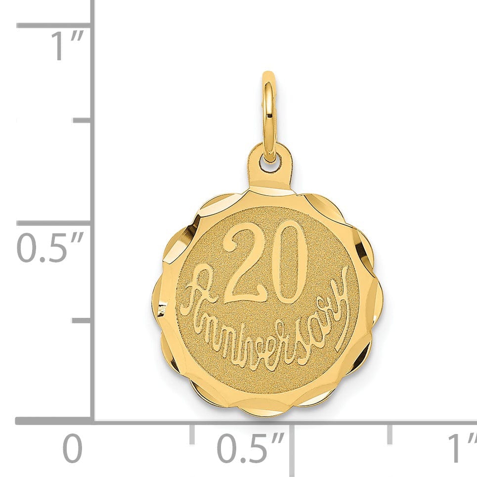 Lovely Rita's Pendants & Charms 14k Yellow Gold Happy 20th Anniversary Charm