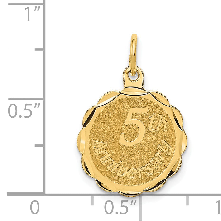 Lovely Rita's Pendants & Charms 14k Yellow Gold Happy 5th Anniversary Charm