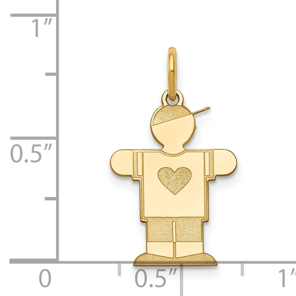 Lovely Rita's Pendants & Charms 14k Yellow Gold Heart Boy With Hat Hugs Charm