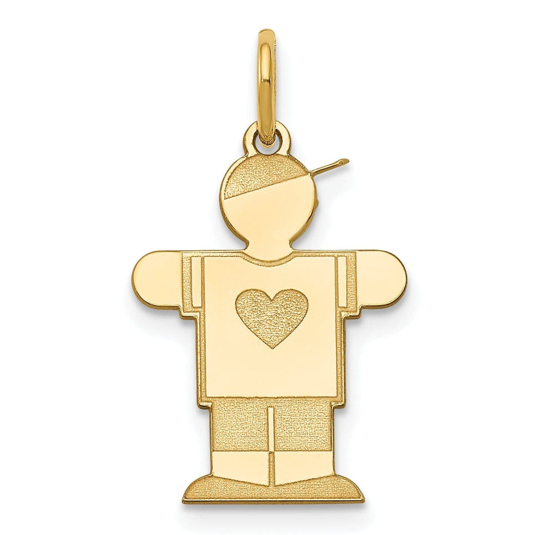 Lovely Rita's Pendants & Charms 14k Yellow Gold Heart Boy With Hat Hugs Charm
