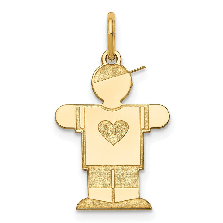 Lovely Rita's Pendants & Charms 14k Yellow Gold Heart Boy With Hat Hugs Charm