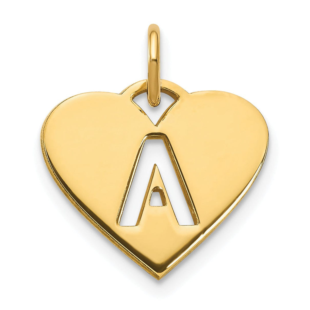 Lovely Rita's Pendants & Charms 14k Yellow Gold Heart Cut-Out Letter A Initial Pendant