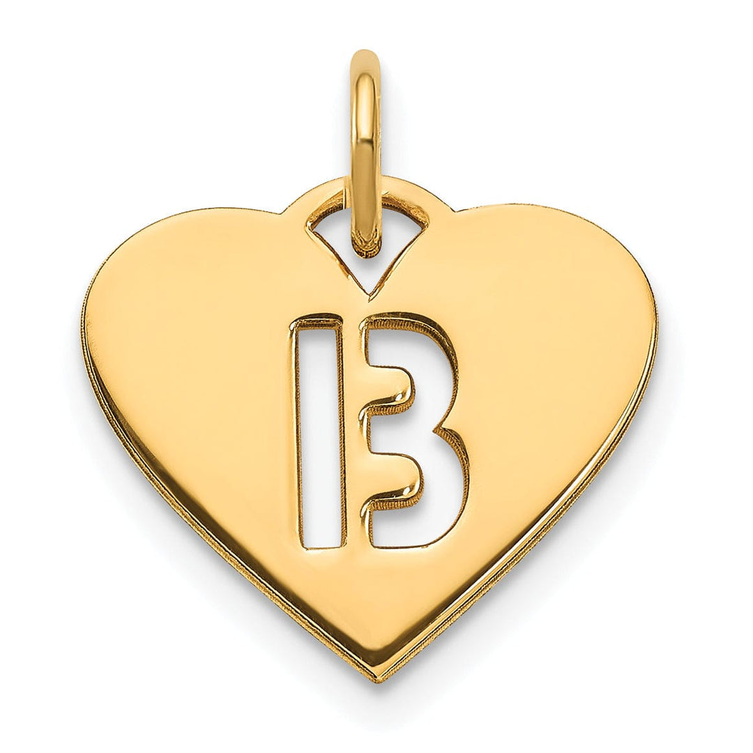 Lovely Rita's Pendants & Charms 14k Yellow Gold Heart Cut-Out Letter B Initial Pendant