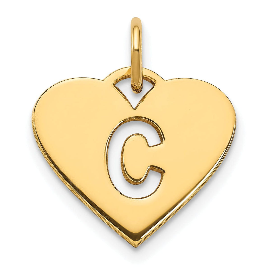 Lovely Rita's Pendants & Charms 14k Yellow Gold Heart Cut-Out Letter C Initial Pendant