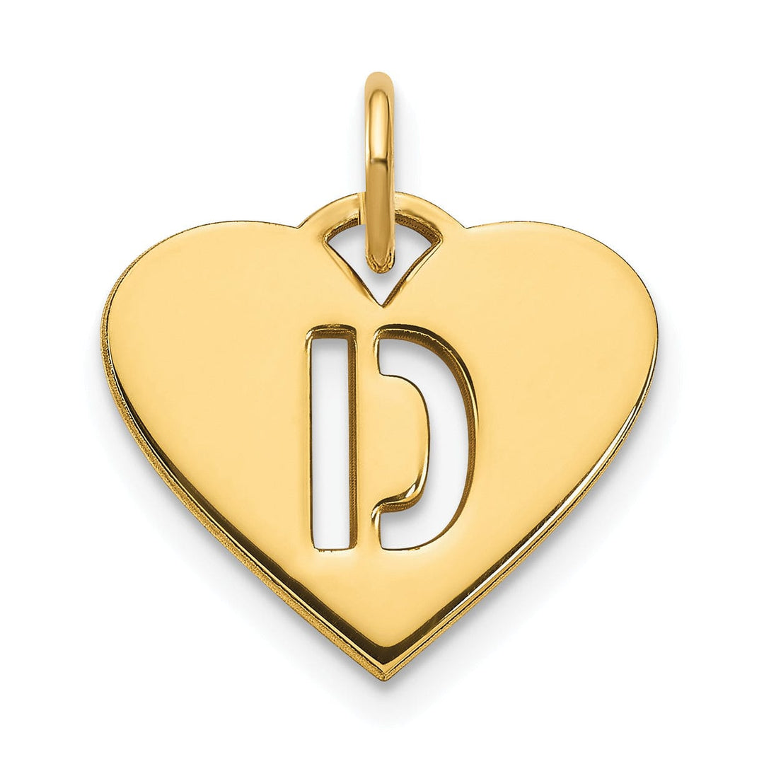 Lovely Rita's Pendants & Charms 14k Yellow Gold Heart Cut-Out Letter D Initial Pendant