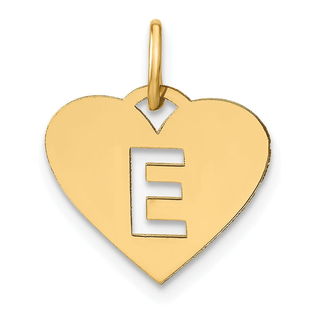 Lovely Rita's Pendants & Charms 14k Yellow Gold Heart Cut-Out Letter E Initial Pendant