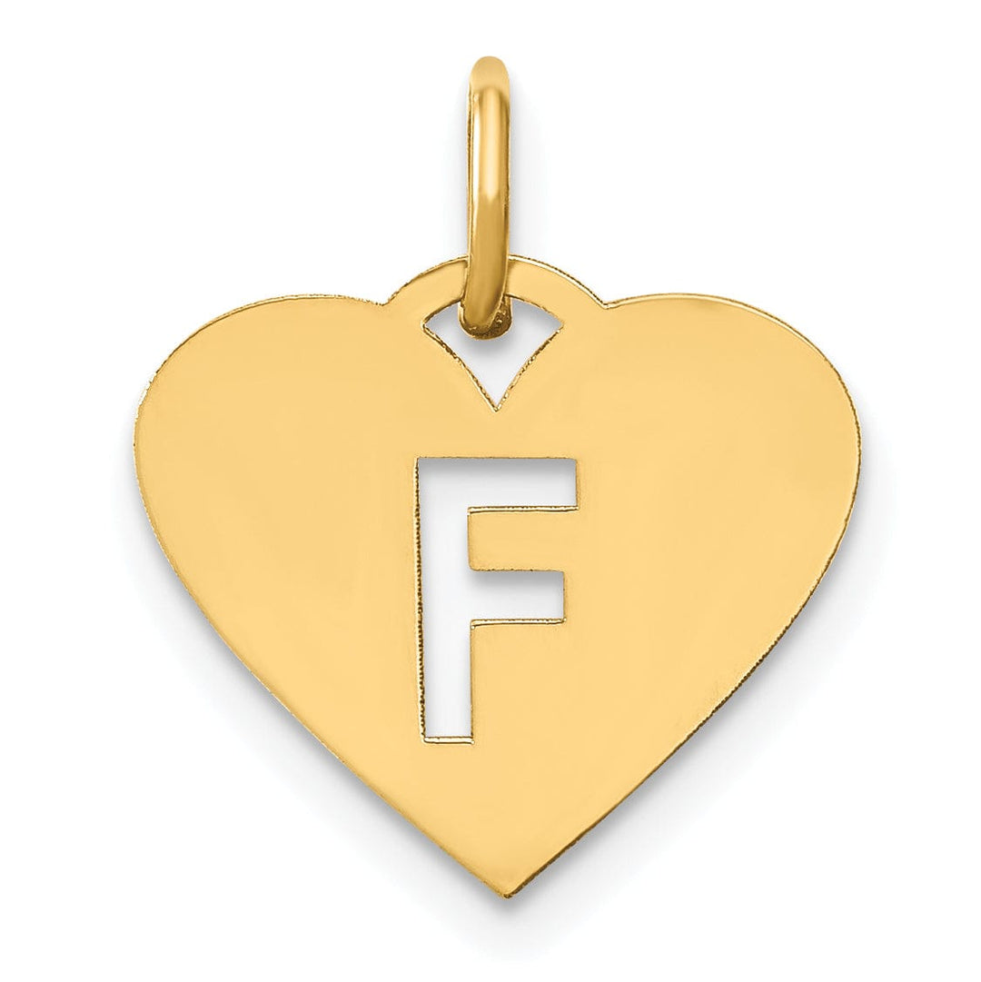 Lovely Rita's Pendants & Charms 14k Yellow Gold Heart Cut-Out Letter F Initial Pendant