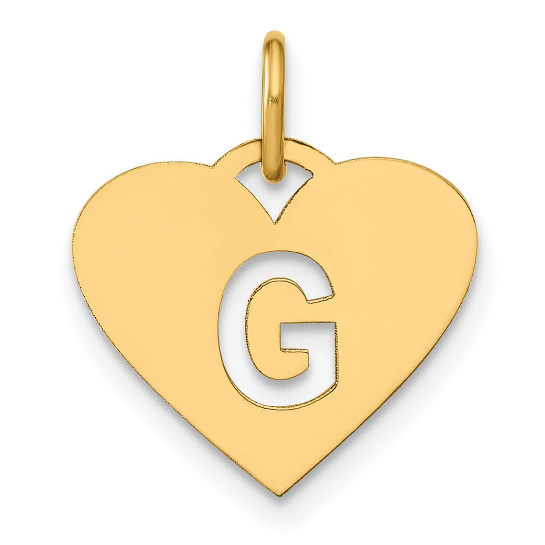 Lovely Rita's Pendants & Charms 14k Yellow Gold Heart Cut-Out Letter G Initial Pendant