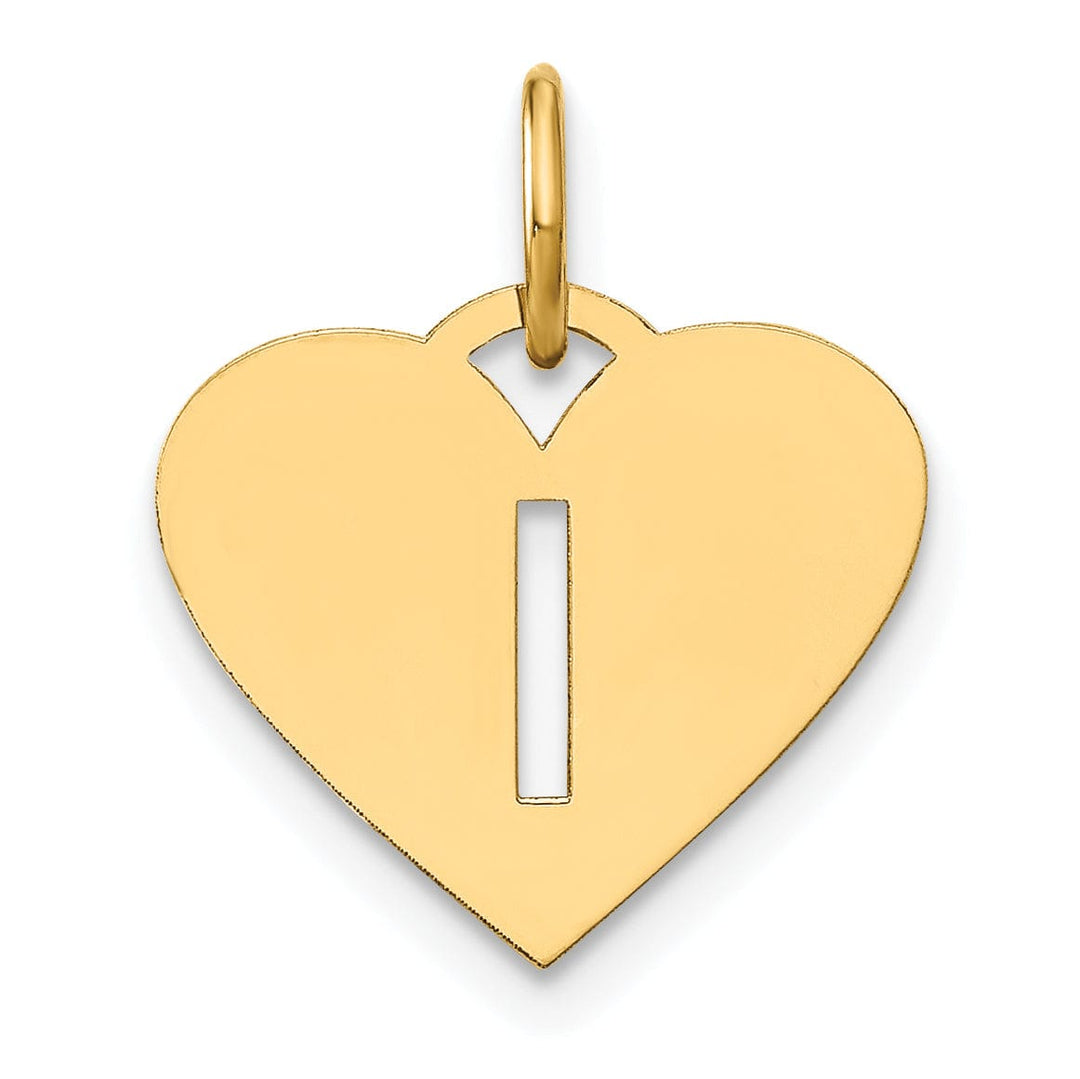 Lovely Rita's Pendants & Charms 14k Yellow Gold Heart Cut-Out Letter I Initial Pendant