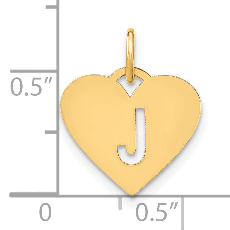Lovely Rita's Pendants & Charms 14k Yellow Gold Heart Cut-Out Letter J Initial Pendant