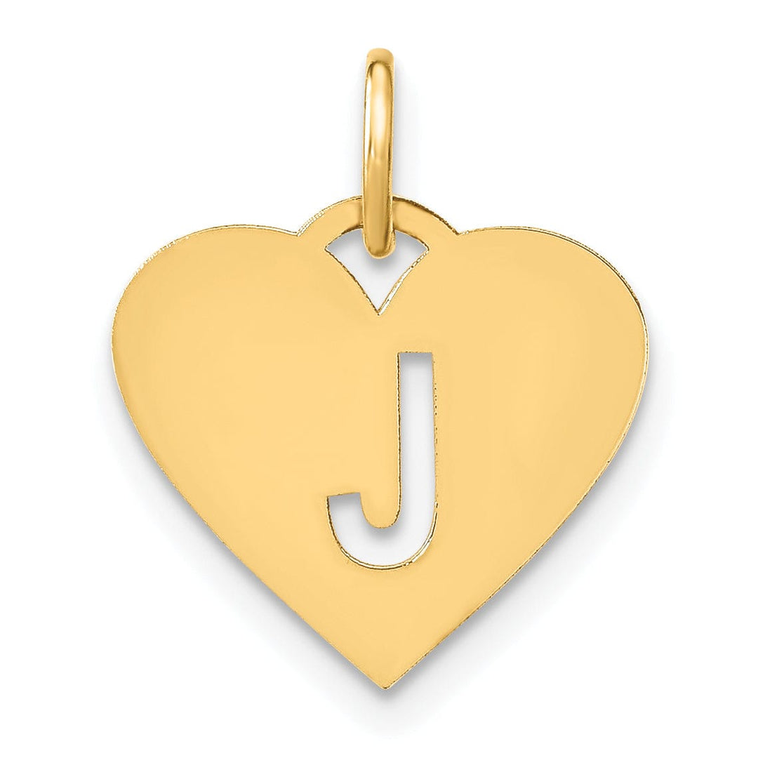 Lovely Rita's Pendants & Charms 14k Yellow Gold Heart Cut-Out Letter J Initial Pendant